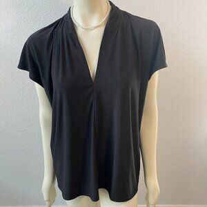 Buffalo David Bitton Women Elevated knit Vneck Black blouse  cap sleeve size XXL
